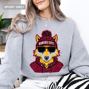 Kansas City voetbalsweater, Kansas City-sweater, Kansas City ronde hals, KC-sweater, vintage Kansas City-shirt, cadeaus KC-fan