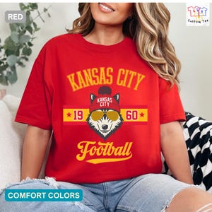 Comfortkleuren Kansas City-shirt, voetbalshirt ronde hals, Kansas City Game Day-kleding, cadeau voor KC-fans, uniseks fix