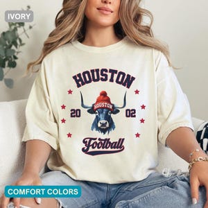 Houston Football Comfort Colors Tee: Vintage Game Day Shirt