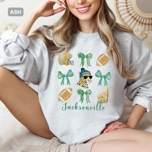 Jacksonville Sweatshirt, Vintage Fußball Rundhalsausschnitt, Spieltag Kokette Schleife Top, Jacksonville Fußball-Shirt für Sie, Geschenkidee für Frauen