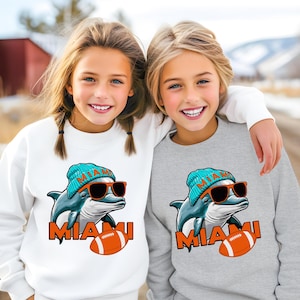 Miami Jugend Sweatshirt, Kinder Rundhalsausschnitt für Miami Fans, Geschenkidee für Jungen & Mädchen, Spieltag Kleidung, Miami Kinder Fan Geschenk