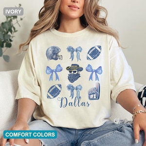 Comfort Colors Dallas Footaball Shirt, Vintage Football T-Shirt, Game Day Coquette Bow Top, Dallas  Football Tee, Dallas Gift for Women