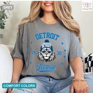 Comfort Colors Detroit Football Shirt, Vintage Detroit T-Shirt, Retro Game Day Top, Detroit Fan Gift for Her or Him, Unisex Fit