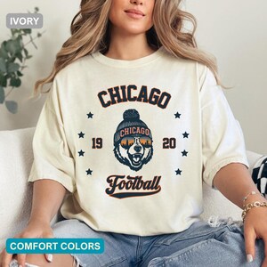Maillot de football Chicago Comfort Colors, t-shirt de football Chicago vintage, t-shirt rétro Chicago, chemise Game Day, cadeau pour elle ou pour lui, coupe unisexe