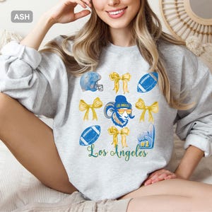 Coquette Los Angeles Sweatshirt, Vintage Los Angeles Game Day Bow Top, Retro Los Angeles Crewneck, LA Shirt for Her, Fan Gift Idea for Women