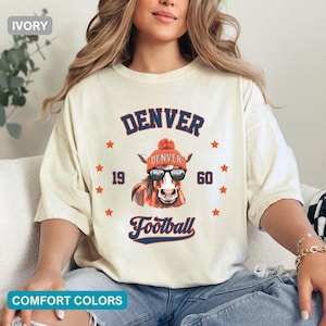Comfort Colors Denver Football T-Shirt, Vintage Denver Football Tee, Retro Game Day Denver Shirt, Denver Fan Gift for Her or Him, Unisex Fit
