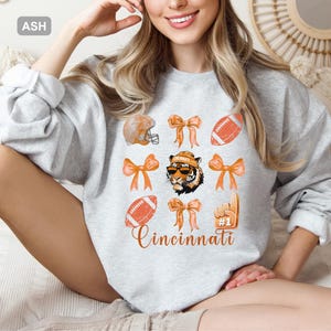 Cincinnati Sweatshirt, Vintage Football Crewneck, Game Day Coquette Bow Top, Cincinnati Football Shirt for Her, Gift Idea for Women