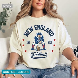 Vintage New England Football Shirt, Comfort Colors Game Day Tee, Retro New England Apparel, Unisex New England Fan Gift, New England T-Shirt