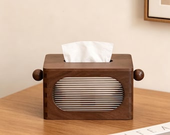 Porta fazzoletti in legno di noce – Porta fazzoletti minimalista realizzato a mano per ufficio, casa, soggiorno, design minimalista