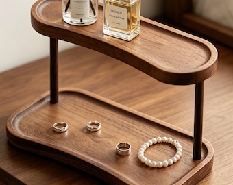 Bandeja y estante para guardar cosméticos, organizador de brochas de maquillaje de madera, organizador de escritorio, regalo para el Día de la Madre, regalo para ella, almacenamiento de maquillaje