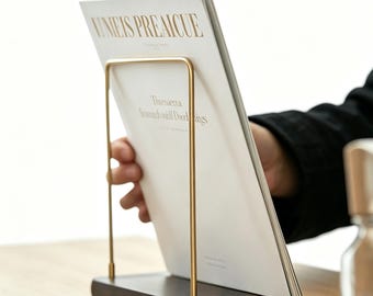 Solid Wood Magazine and Book Display Stand, Bookshelf with A Simple Vertical Design,Vinyl Record Display, Brochure Organizer