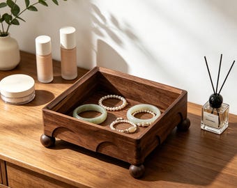 Vassoio quadrato per cosmetici, scatola porta trucchi e profumi - Adatto per tavolo, ingresso e toletta, regalo per la festa della mamma