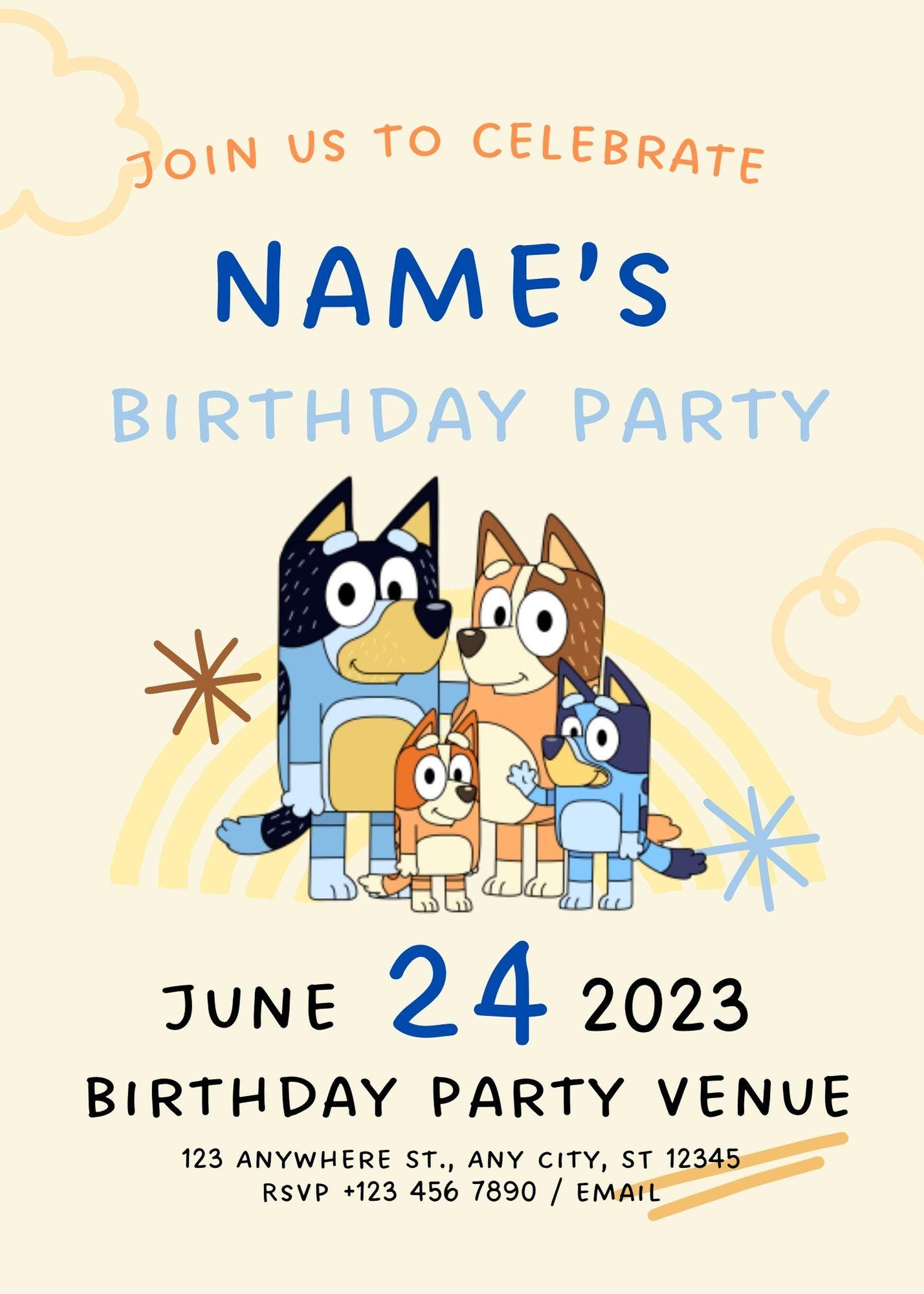 Bluey Birthday Card by Canva (Digital)