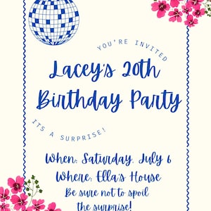 Greek Mamma Mia Birthday/Party/Bachelorette/Shower Invitation, Disco, Mediterranean, Dance Party