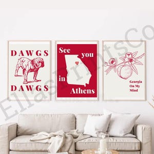 University of Georgia Bulldogs Wall Art, wall decor, dorm or apartment prints, UGA