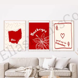 Ohio State University digital wall art prints, OSU dorm or apartment decor, digital file download