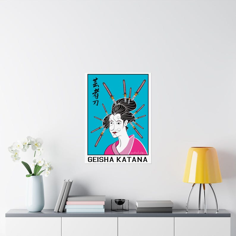 Geisha Katana Poster 1, Decorative Wall Art, Martial Art, Inspirational