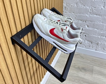 Minimalist Wall Mounted Shoe Rack, Modern Metal Shoe Shelf for Small Entryway, Dorm or Apartment Hallway Organization, Housewarming Gift