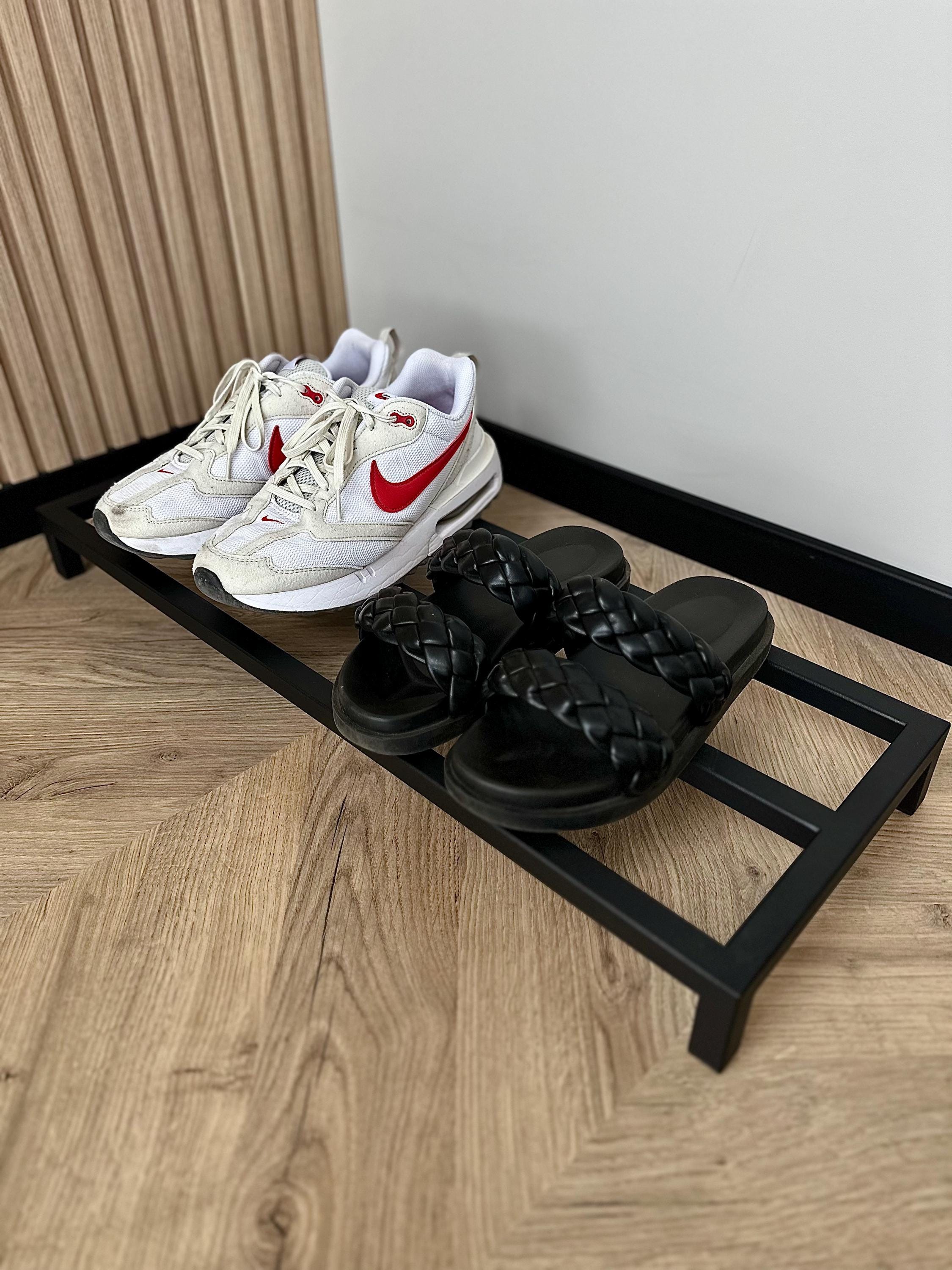 Minimalist Metal Shoe Rack, One Tier Shoe Shelf, Modern Black Low-Profile Organizer for Entryway or Closet, Housewarming gift, New Home Gift