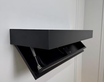 Hidden safe black drawer shelf, wall mounted secret hidden furniture, floating concealed safe, security key hidden storage, gift for Mom