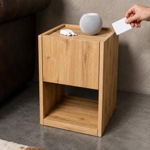 Discreet RFID Nightstand, Concealed Storage Bedside Cabinet, White Modern Bedside Vault, Apartment Furniture