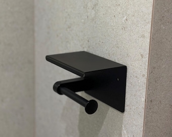 WC accessories metal, guest toilet paper holder, toilet paper holder with shelf, black metal wall mounted toilet paper holder wall, dad gift