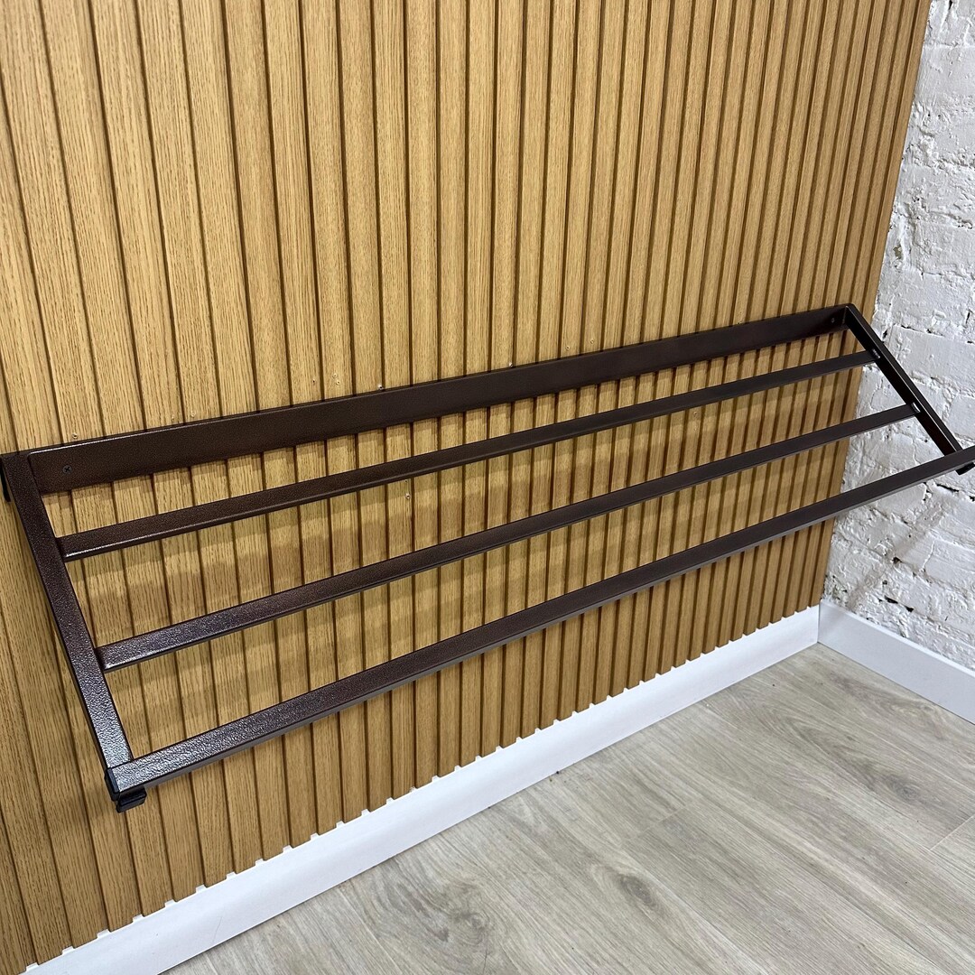 Entryway Wall Mount Metal Brown Shoe Rack, Industrial Modern Hallway ...