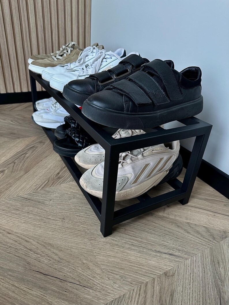 Modern Industrial Black Metal Shoe Rack - Etsy