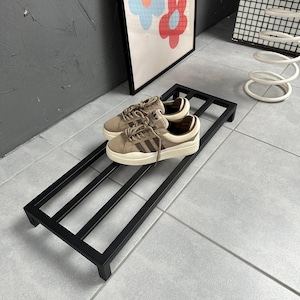 Entryway Wide Shoe Rack, Low Floor Metal Shoe Rack Industrial, Dorm Small Boot Shelf, Gender neutral Christmas gift, Dorm Gift for Student