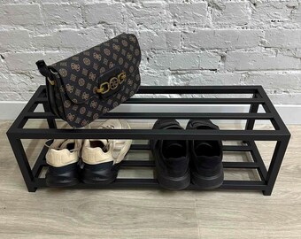 Minimalist Metal Shoe Rack - Compact 2-Tier Storage Shelf for Entryways and Closets Housewarming gift