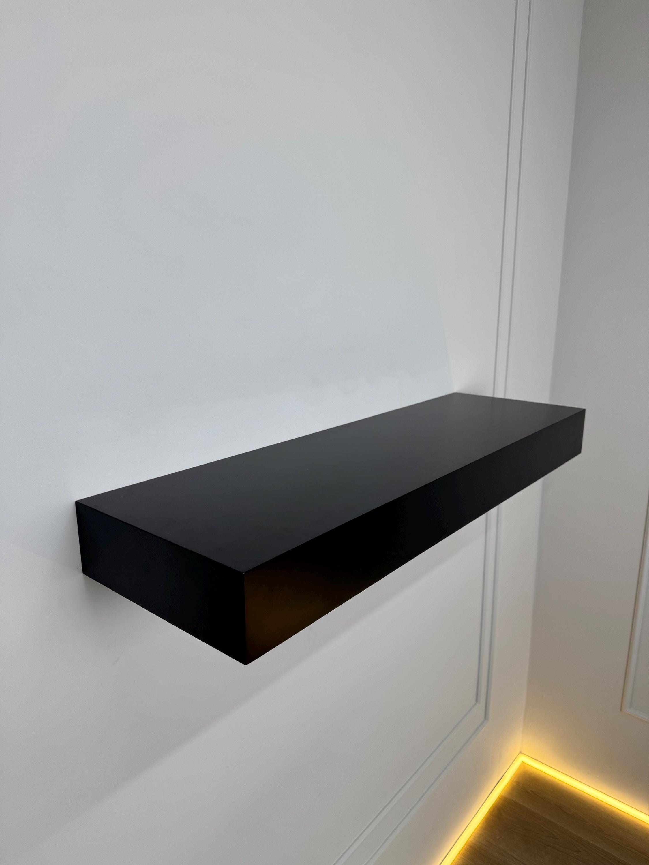 Keyless card lock hidden safe, securely mounted floating concealment black shelf, invisible hidden compartment storage, gift for Dad