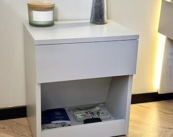 Minimalistyczna szafka nocna z ukrytym sejfem RFID, bezpieczna szafka nocna z bezkluczykowym schowkiem dla niej