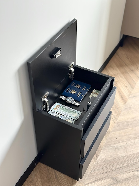 Modern Bedside Table with Hidden RFID Safe for Valuables Storage, Fully Assembled Nightstand