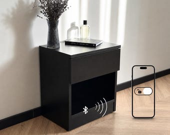 Mesita auxiliar moderna con acceso RFID para teléfono, mueble de mesita de noche con compartimento oculto, mesita de noche secreta, caja fuerte de distracción, regalo para ella.