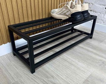 Modern Industrial Black Metal Shoe Rack Housewarming gift