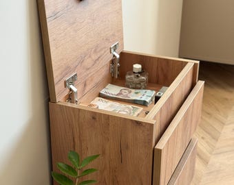 Mesita de noche con caja fuerte oculta y compartimento secreto, moderna mesita de noche con cerradura RFID, regalo de Navidad