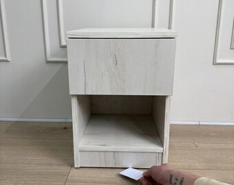 Narrow Nightstand with Hidden Compartment, Slim Bedside Table for Small Spaces, Secret Storage Furniture, Minimalist Wood Decor, RFID Lock