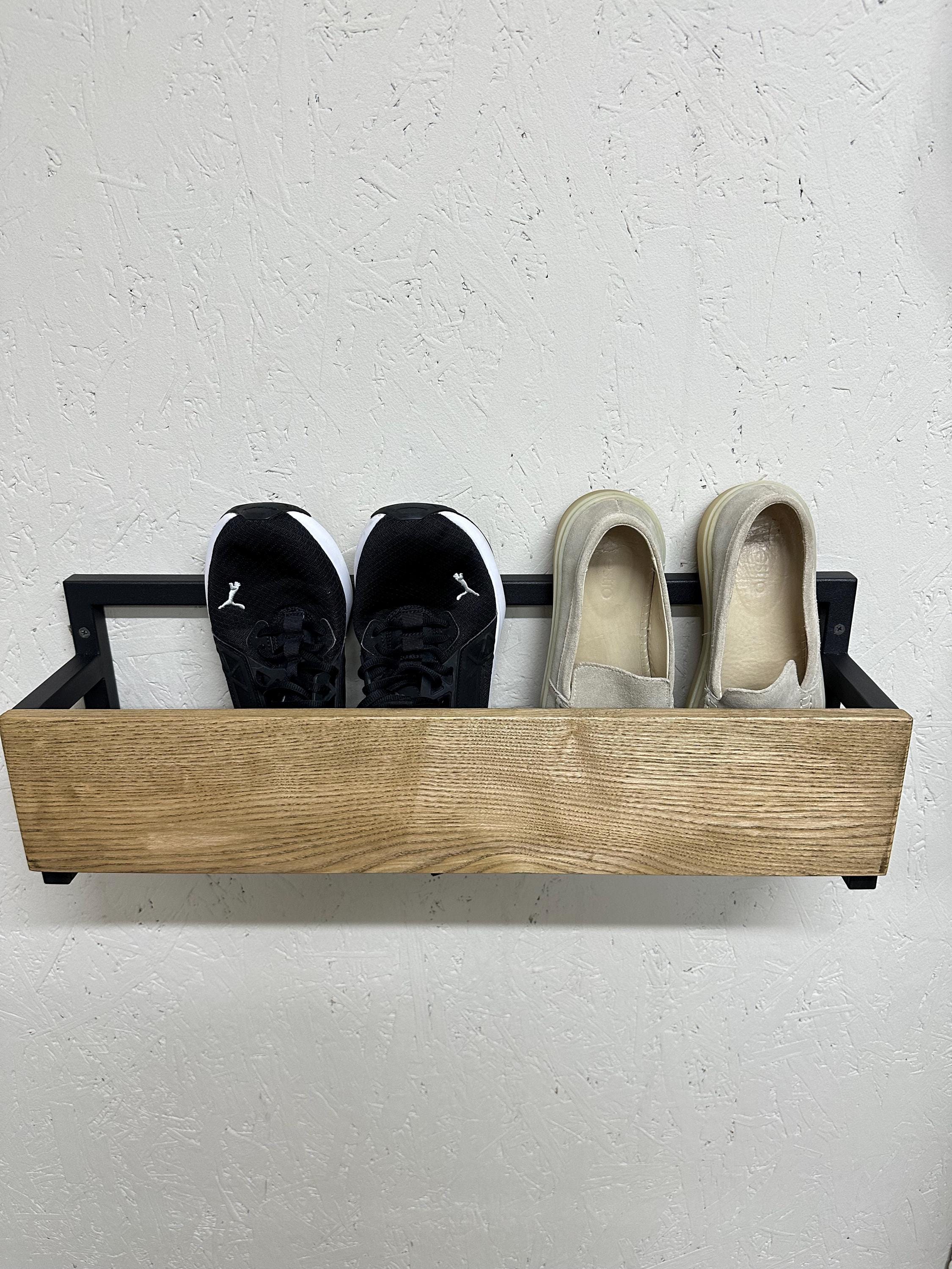 Wall Shoe Rack Mounted MyGift Industrial Matte Black Metal Pipe