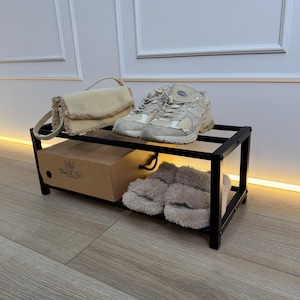 組み立て不要のシューズシェルフスタンド、靴とバッグ用の玄関家具、マッドルームシューズラック、プラントラック、シューズラック、小売ラック、シューズ収納