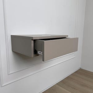 Wall bedside card lock safe nightstand, mounted floating hidden safe shelf, nightstand Scandinavian, minimalist design, gift for Christmas