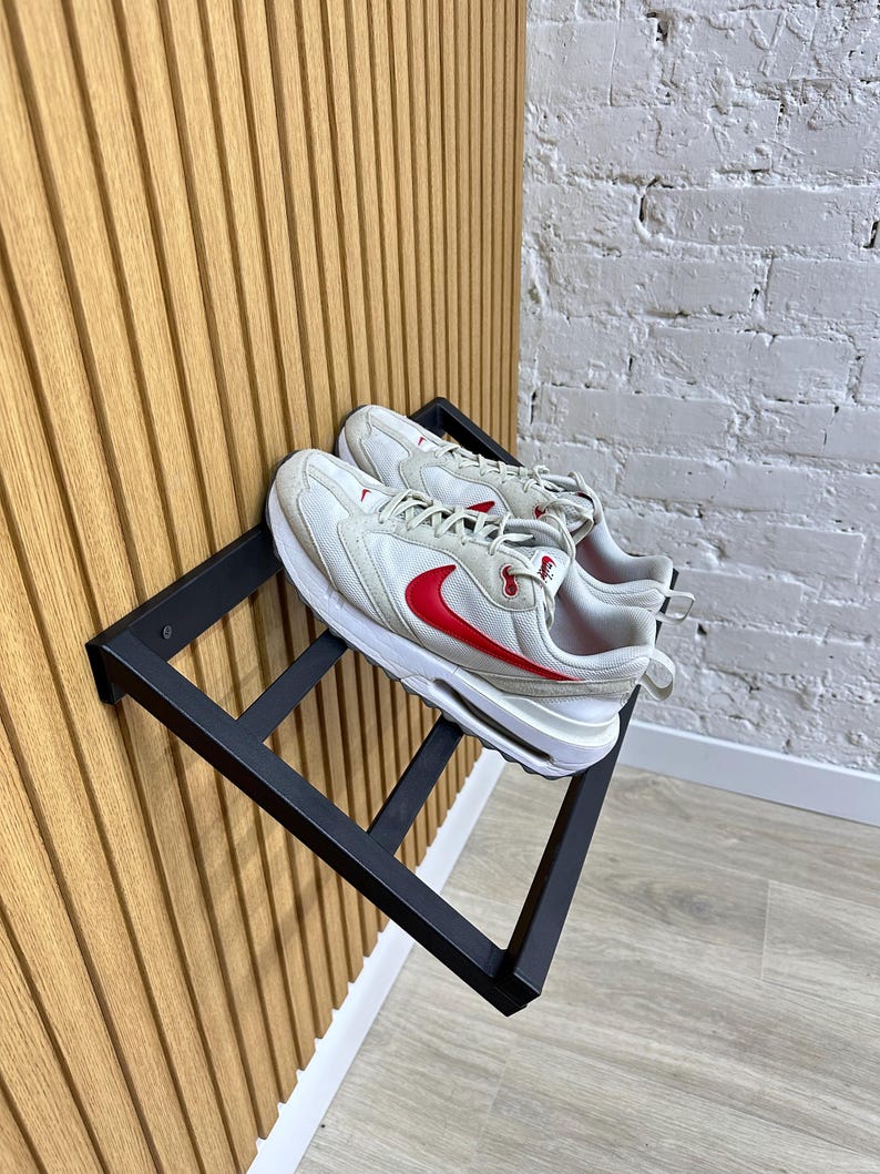 Entryway Wall Mount Metal Brown Shoe Rack, Industrial Modern Hallway ...