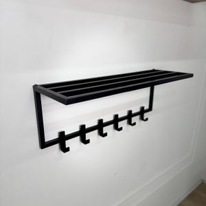 Entryway coat rack, gift for newly-weds, black metal wall coat hanger, industrial coat rack, handcrafted coat rack, steel hooks for coats