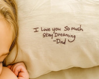 Personalised Embroidered Your Quote Pillow Cases / You Can Add A Special Handwritten Note Also To Be Stitched In Pillow Case / Cotton