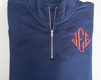 Personalised Any Initials On 1/4 Zip Sweatshirt Jackets / High Quality / Quarter Zip / 80% Cotton 20 Polyester / U.S.A / America / Casual