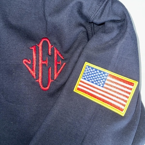 Personalised Any Initials On 1/4 Zip Sweatshirt Jackets With American Flag / High Quality / Quarter Zip / 80% Cotton 20 Polyester / U.S.A