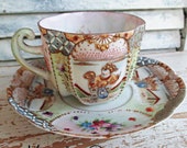 Japanese Eggshell Porcelain Demitasse Cup and Saucer