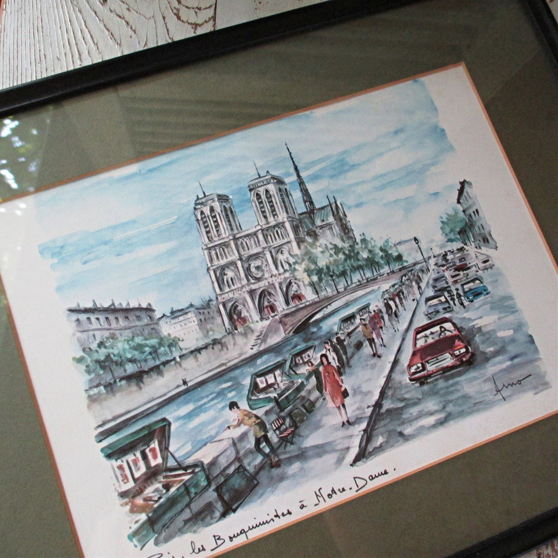 Vintage Paris Watercolor by Arno Circa 1960's Etsy
