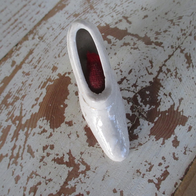Petite Vintage Porcelain Shoe Pin Cushion