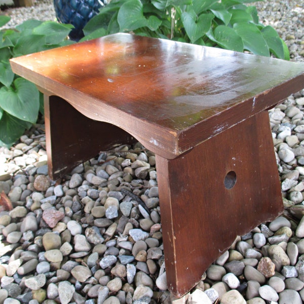 Small Vintage HITCHCOCK Bench or Step Stool -  8 1/2" x x 14" x 8"