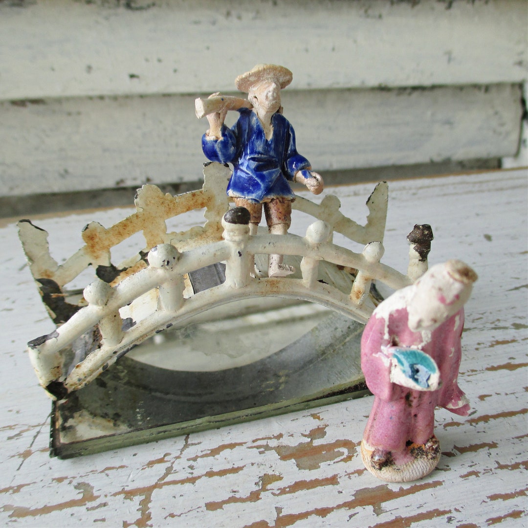 RARE Vintage/antique Miniature Japanese Figurines With Bridge Etsy
